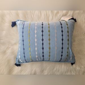 Levtex Blue and Green Embroidered Accent Pillow